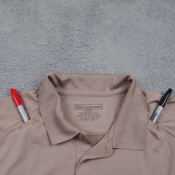 5.11 Tactical Polo Shirt Men's XL Solid Brown Performance Short Sleeve Stretch - Picture 9 of 10